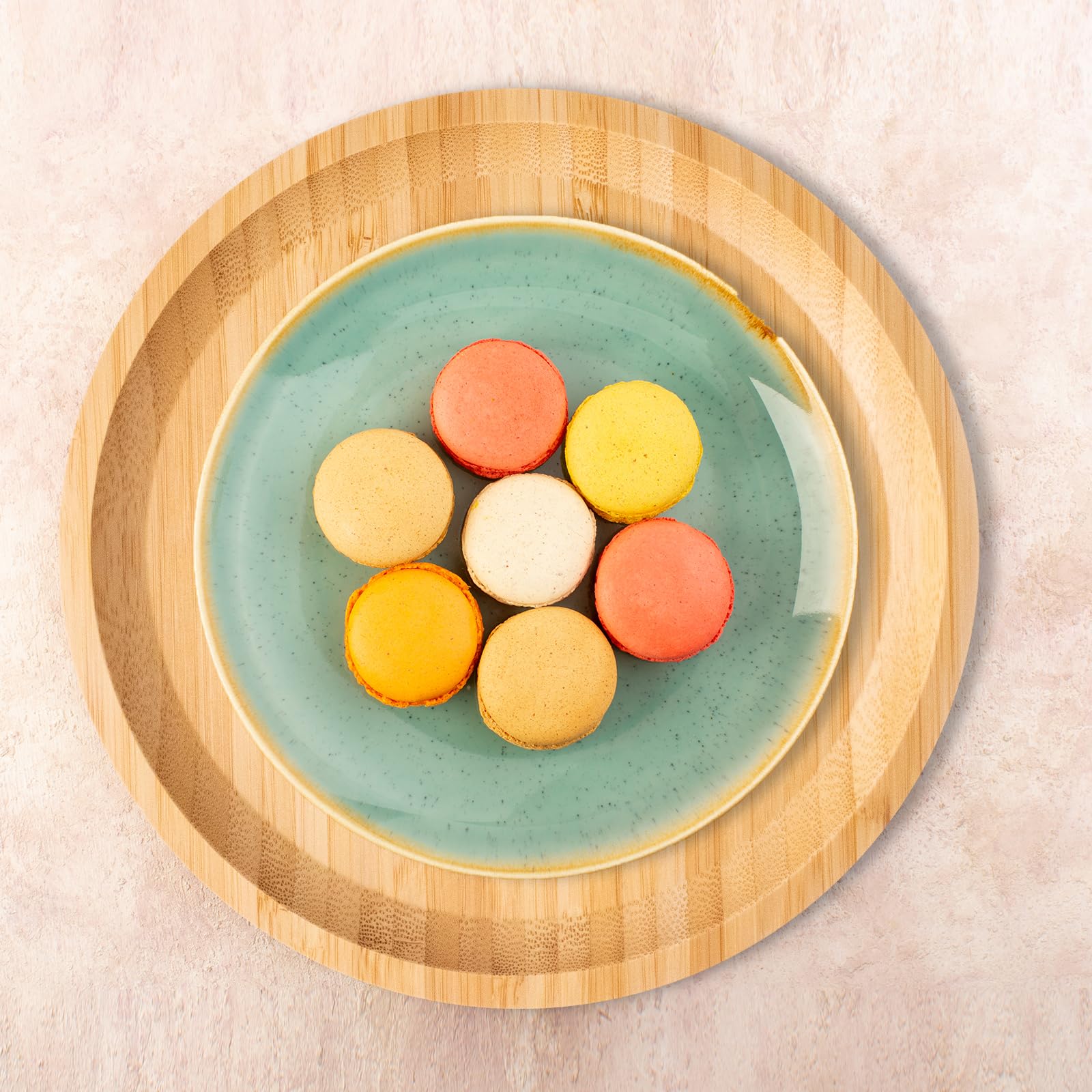 Vassoio Rotondo In Bambù 20x20x2cm - Sottobicchiere Naturale Per Tea E Food - Foto 3