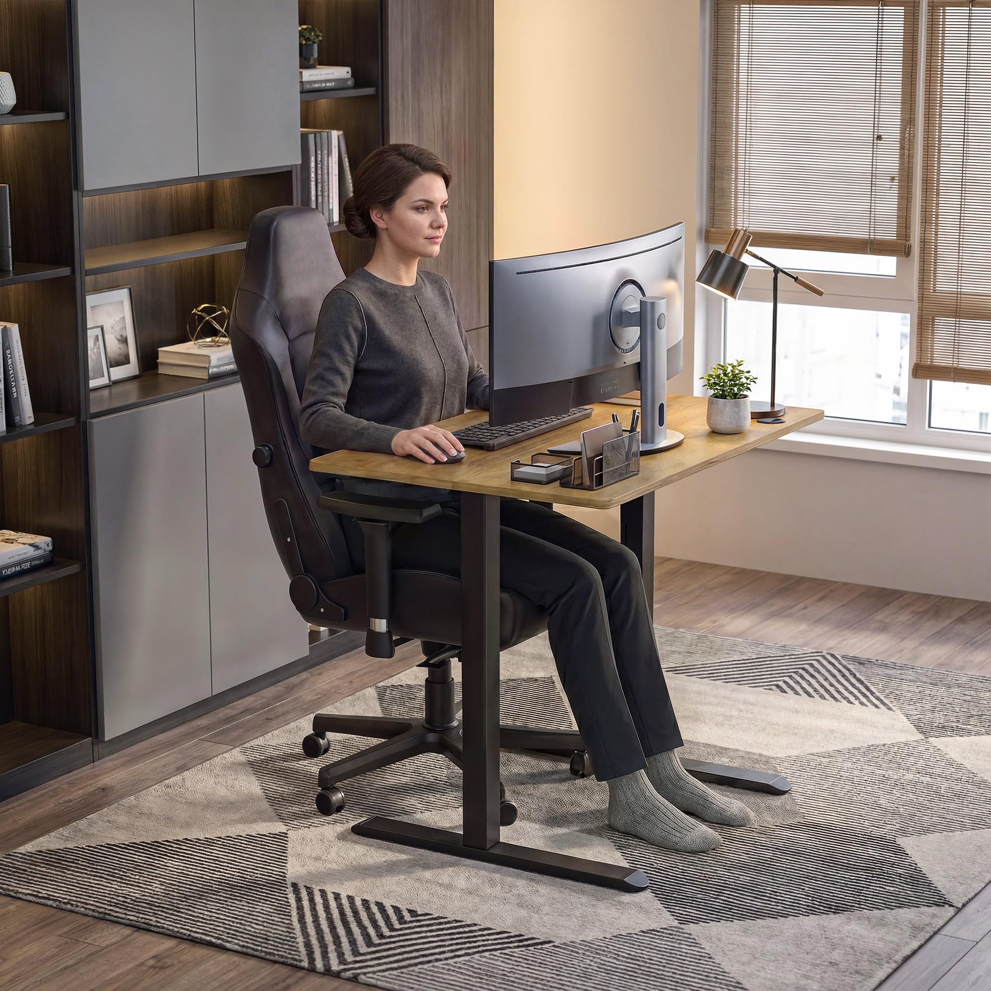 di volio Elektrischer Schreibtisch Höhenverstellbar Braun 88x60 cm Barga | Platzsparender Bürotisch, Sitz-Steh-Funktion, Memory-Funktion, Stehtisch fürs Homeoffice