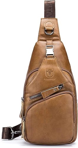 Miniatura 5 de Bolsos cruzados para hombre, bolso bandolera de cuero, mochilas casuales para el pecho, bolsa de hombro, mochilas de senderismo de viaje