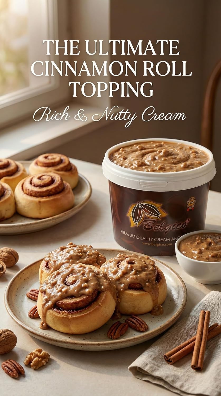 Belgico Premium Pecan Crunch Sauce butterscotch syrup for ice cream Gourmet Dessert Topping butterscotchtopping Rich Nutty Caramel Filling With Biscoff Cookie Pieces For Cakes And Ice Cream