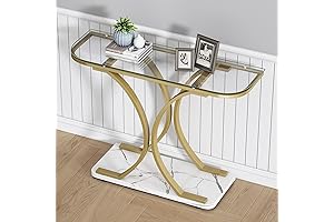 Gilded Elegance: O&K Furniture's Luxurious Glass Console Table