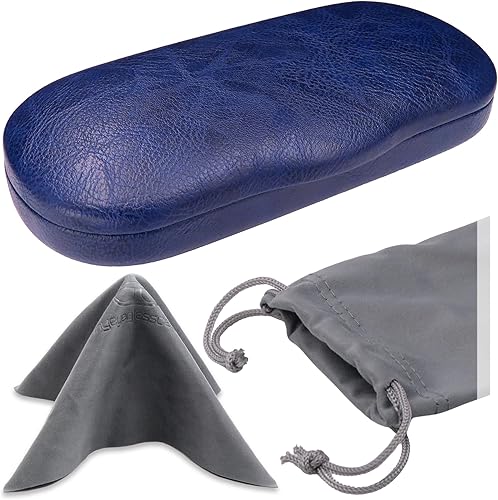 MyEyeglassCase Estuche rígido de concha de almeja para marcos medianos Estuche para gafas de viaje con clase para hombres y mujeres