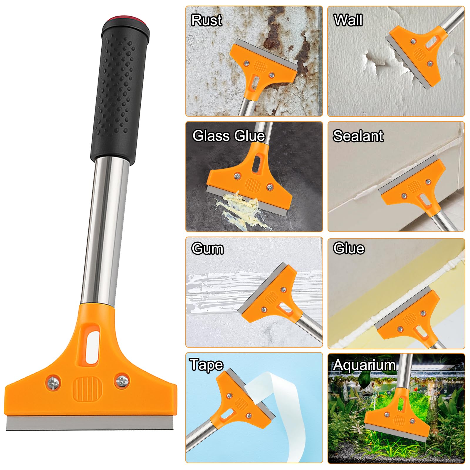 APOMOONS 2 Pezzi per Rimuovere la Carta da Parati con 20 Lame e 1 Raschietto in Plastica, Raschietto per Carta da Parati con Manico in Gomma Raschietto con Manico per Rimuovere L'adesivo e Macchie