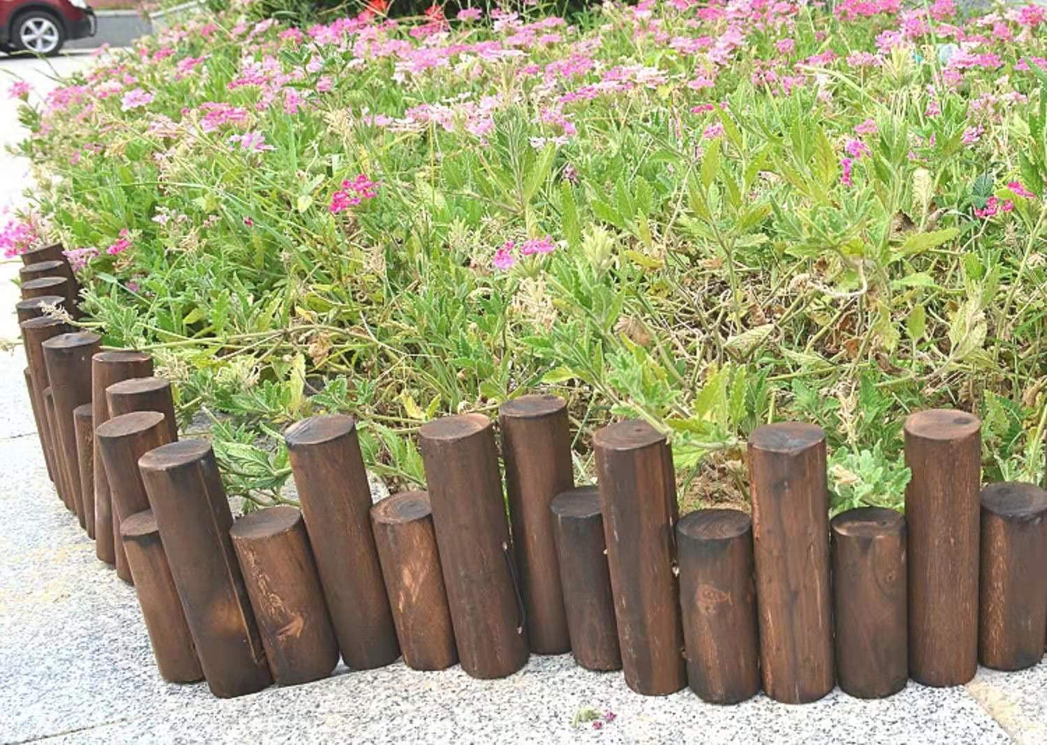 Makeup Toy Wood Garden Fence Lawn Stakes Garden Lawn Picket Fencing Flower Plants Bed Edging Plant Barrier Wooden Interlocking Panels Garden Edging Panel Decorative Garden Fence (90x20x6cm Small)
