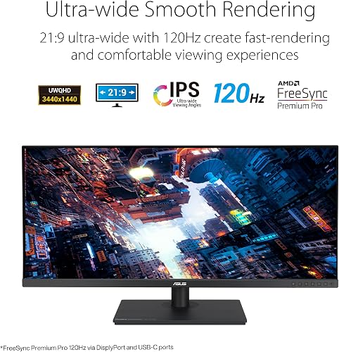 ASUS ProArt PA348CGV - Ecran PC 34'' UWQHD - Dalle IPS - 120Hz - 2 ms - 3440x1440-300cd/m² - Display Port, 2X HDMI, 1xUSB-C 90W & 4X USB-A - 98% DCI-P3 - Delta E <2 - HDR 10 - Garantie 5 Ans - 2