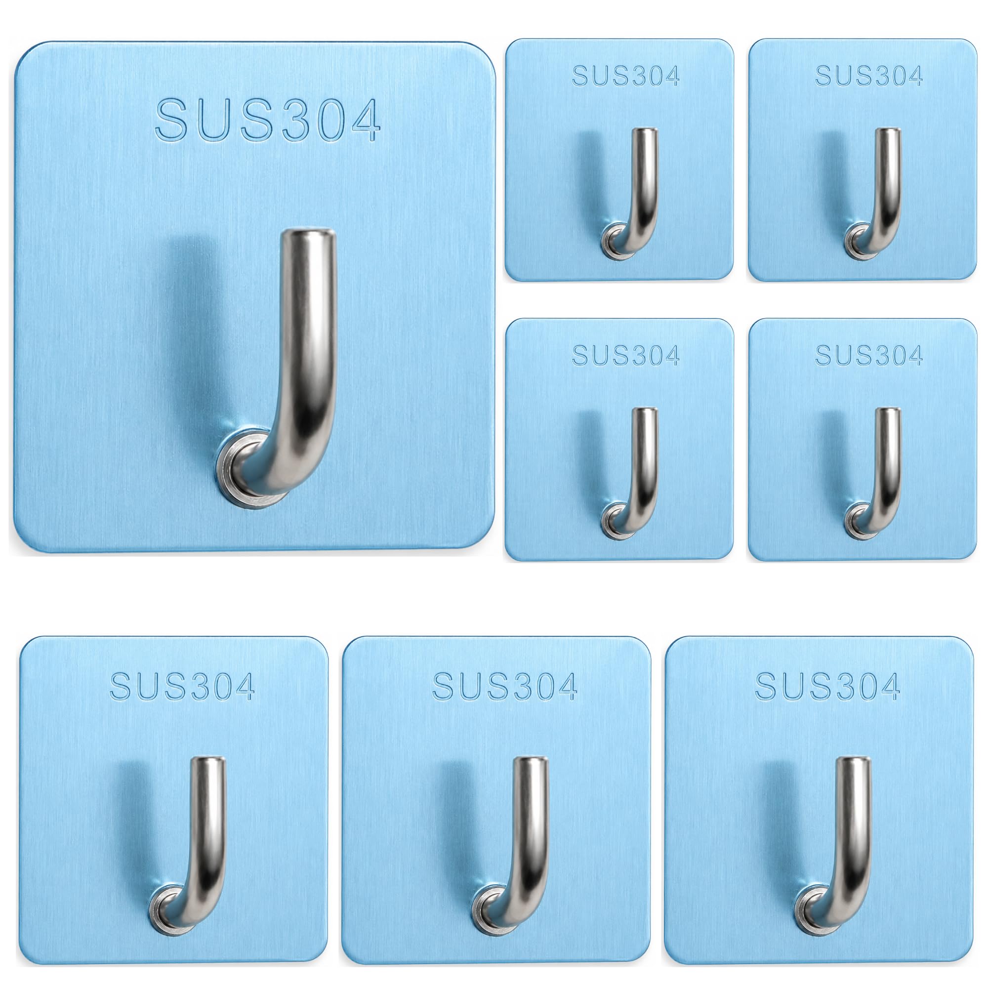 Self Adhesive Wall Hooks - Black Stainless Steel -12