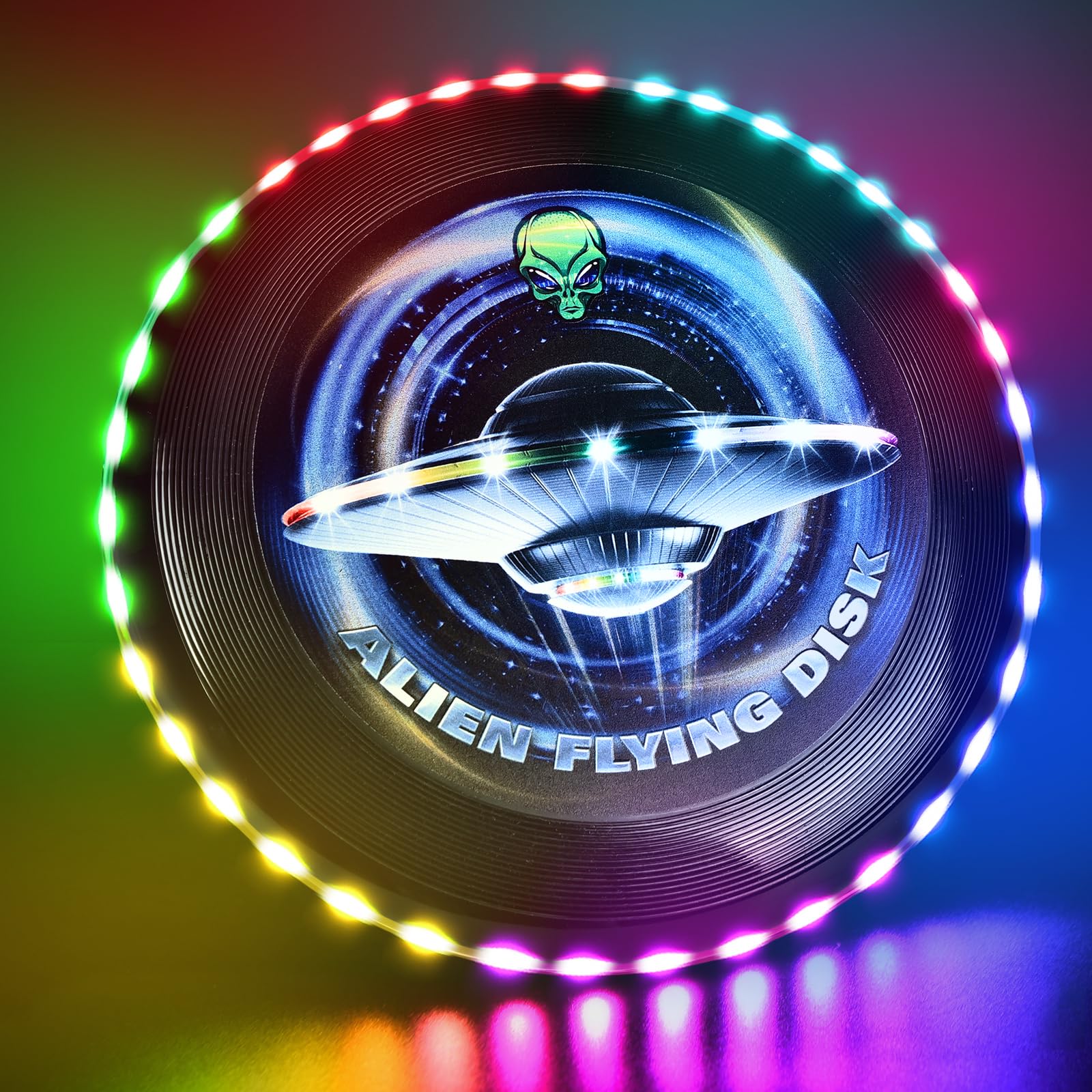 IEEILULU Ultimate Frisbee, Frisbee Lumineux, Frisbee avec 12 Effets Lumineux, Réutilisable, LED Frisbee Compétition Funsport pour Adultes Enfants Plage Pelouse Extérieur