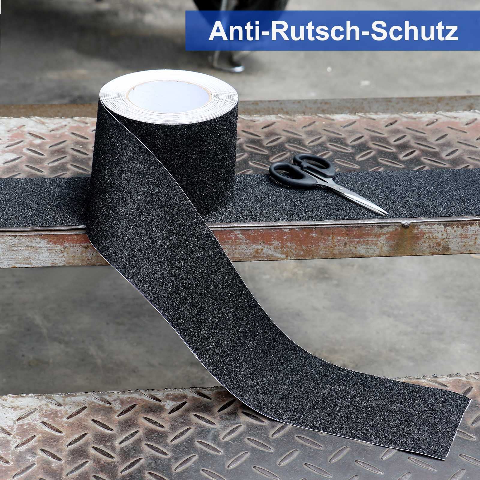 BOMEI PACK Bande adhésive antidérapante avec autocollant - 10 cm x 15 m - Pour marches d'escalier - Haute traction - Pour l'intérieur et l'extérieur - Noir - Imperméable