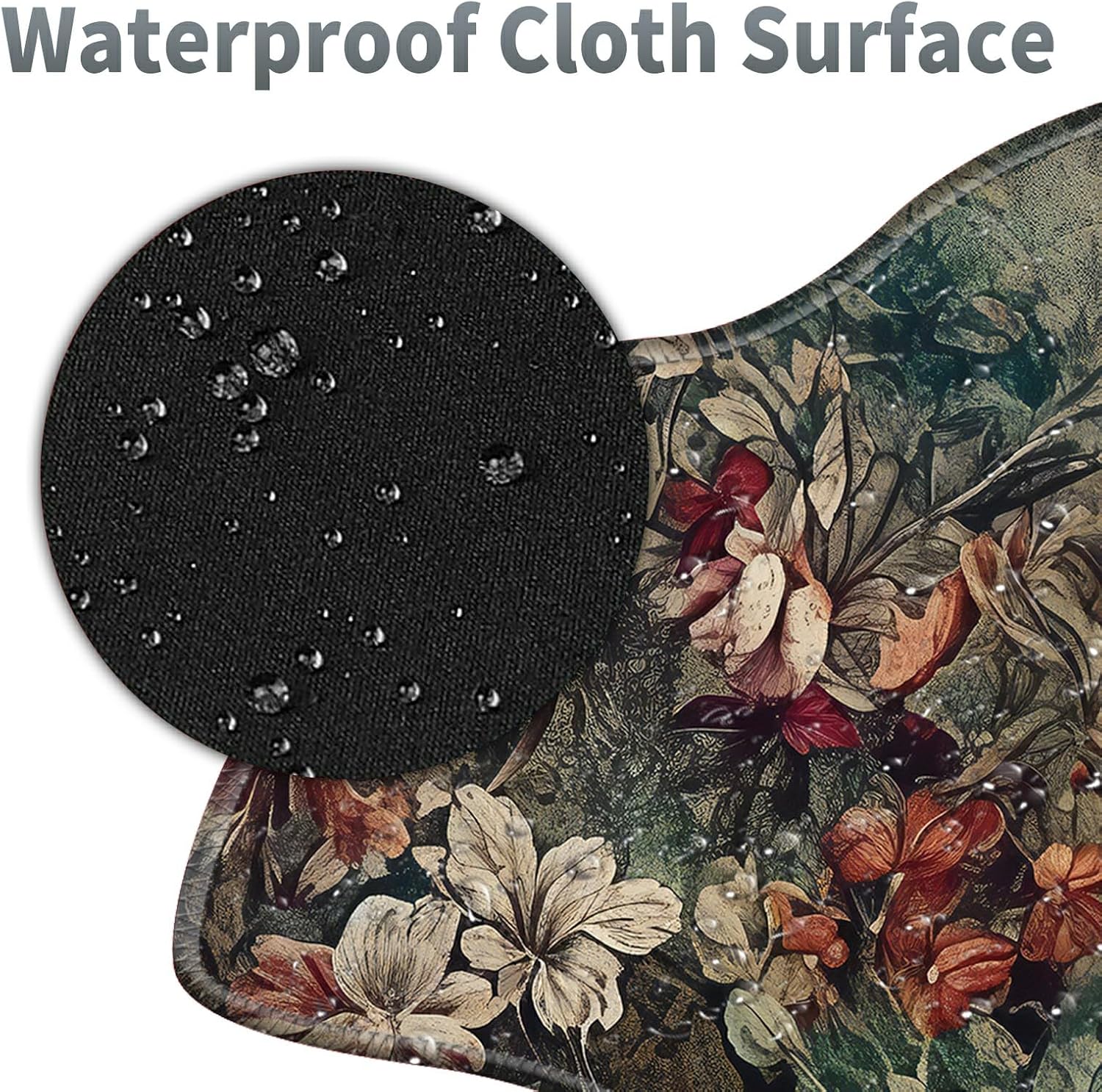 Dark Art Flowers Large Gaming Mouse Pad Plus a Coaster, 35.4 x 15.7 inches Desk Mat Extended XXL Mousepad with Stitched Edge Non-Slip Rubber, Desk Pad Computer Mouse Mat for Home Office