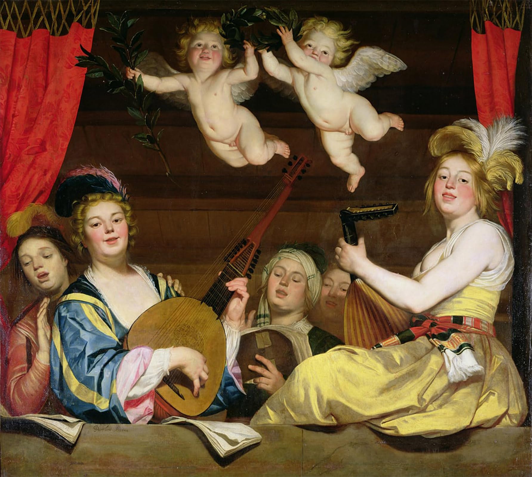 RZHRHJES Vintage Picture Wall Picture Painting Print Poster the Concert by Gerrit Van Honthorst Abstract Wall Art Painting for Home Decor 60x90cm