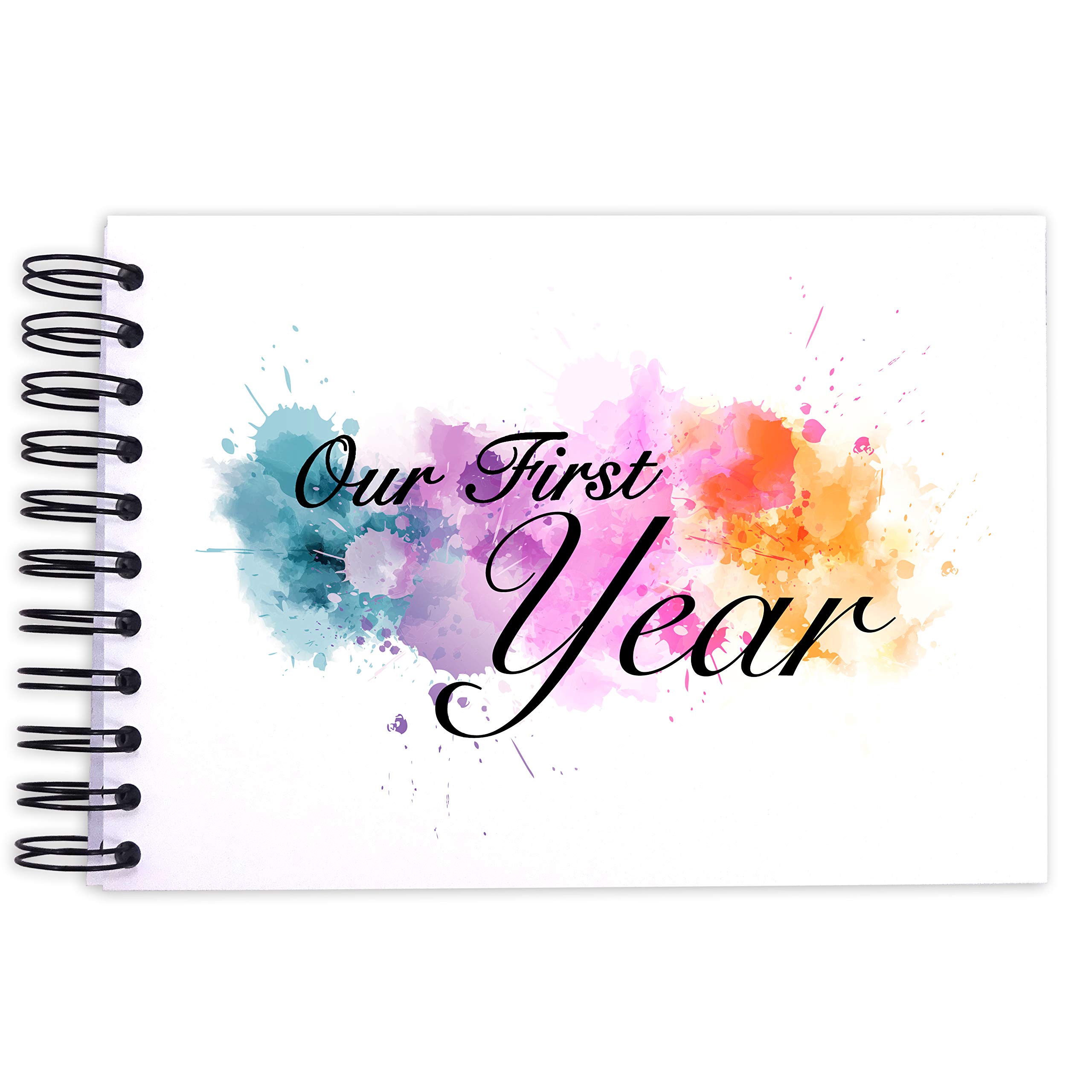 A3/A4/A5 Splash Our First Year, Scrapbook, Card Pages, Photo Album, Memory Keepsake, Landscape (A4 (Black Pages))