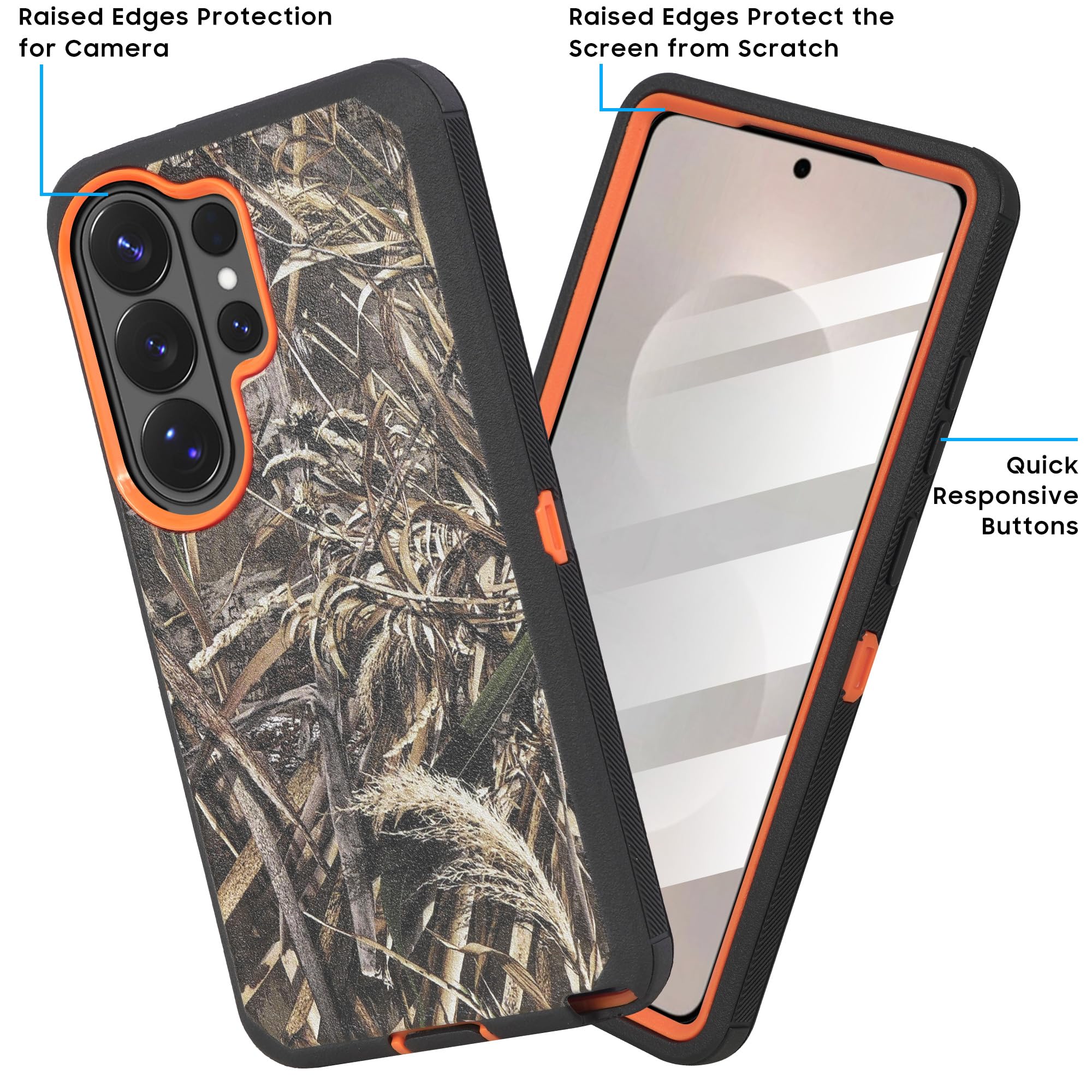 Funda compatible con Samsung Galaxy S26 Plus con protector de pantalla integrado, funda de clip para cinturón, resistente a los golpes, cubierta resistente de cuerpo completo, camuflaje