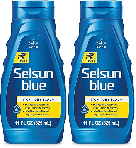 Selsun Blue Champú, 11 onzas líquidas, cuero cabelludo seco con picazón, anticaspa, fórmula extrahidratante, piritiona zinc 1%, paquete de 2