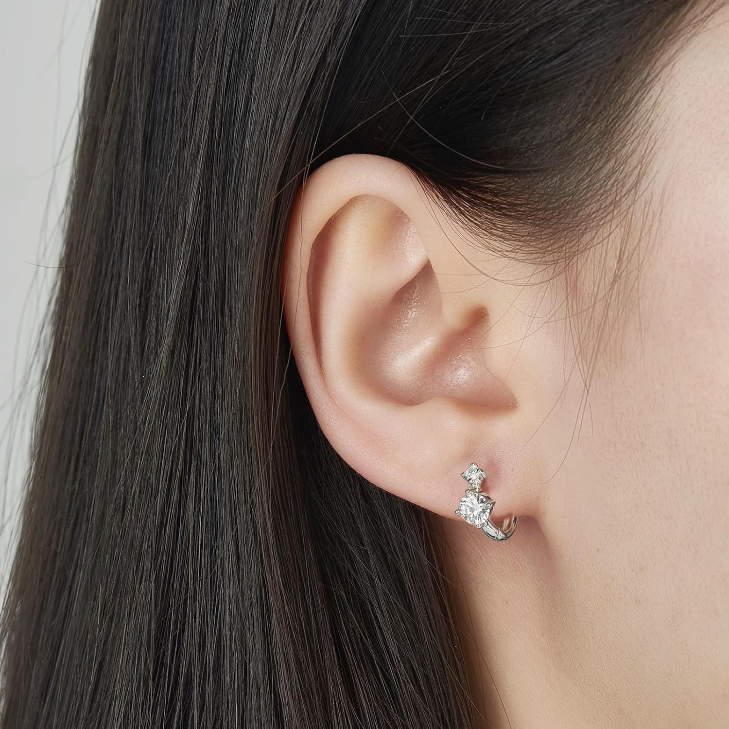 Moissanite Hoop Earrings, Moissanite Diamond Earring, 925 Sterling Silver with 18K White Gold Plating Hoop Earrings, Jewelry Box Packed, Jewelry Gifts for Women - Image 3