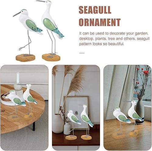 Miniatura 5 de HEALLILY 2 figuras de gaviota de jardín, estatua de pájaro de jardín, decoración de gaviota, figuras de pájaros, adornos para interiores y