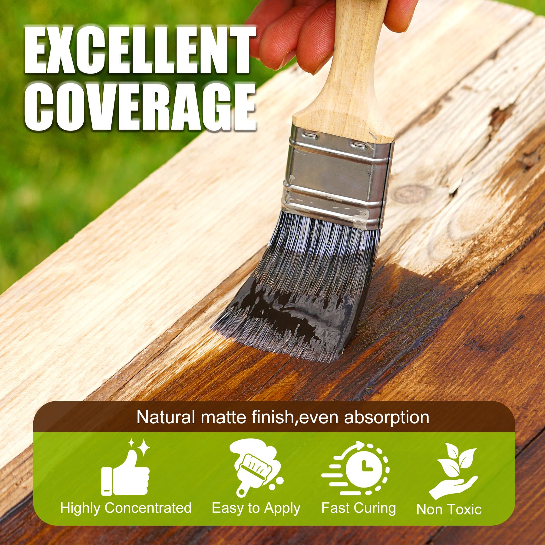 Water Based Wood Stain - Dark Oak | Wood Varnish for Indoor ＆ Outdoor Furniture, Wardrobe, Cabinets, Doors, Low Odor ＆ Non-Toxic, Fast Drying, Multiple Classical Finishes - 8.5fl.oz / 250ml