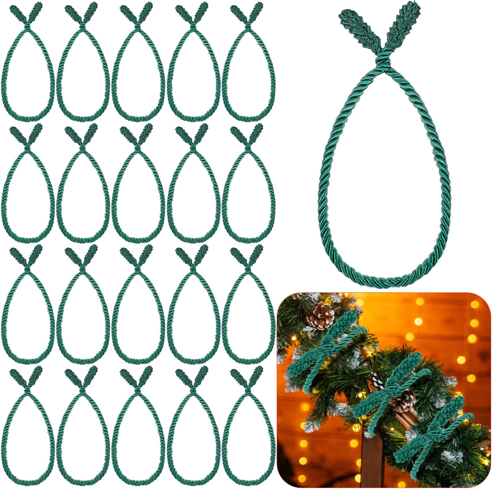 Attaches torsadées pour guirlande de Noël flexible réutilisable vert 63,5 cm Zhengmy