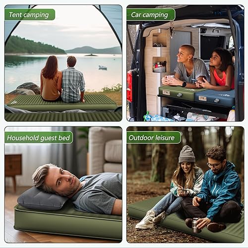 Miniatura 7 de Colchoneta de dormir autoinflable con bomba eléctrica, almohadilla de campamento de espuma viscoelástica ultra gruesa de 4 pulgadas con almohada,