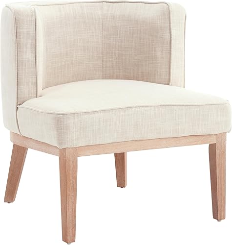 Miniatura 22 de Sillas decorativas de barril, sillas decorativas de lino, sillas laterales modernas tapizadas para sofá individual con patas de madera, cómodas