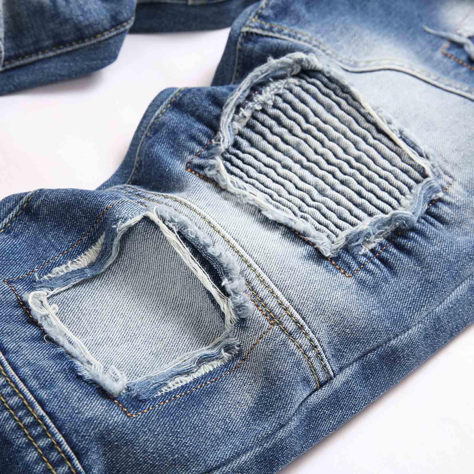 Genérico Jeans niño Pantalón Largo Infantil Vaquero Denim Roto Estilo Calle Casual cómodo Moda Juvenil Diario