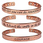 Touchstone copper bracelets | gift for men women |adjustable 100% pure solid real magnetic jewelry | handmade bracelet set combo | rope braided tibetan bangles. Set of 3 different messages engraved.