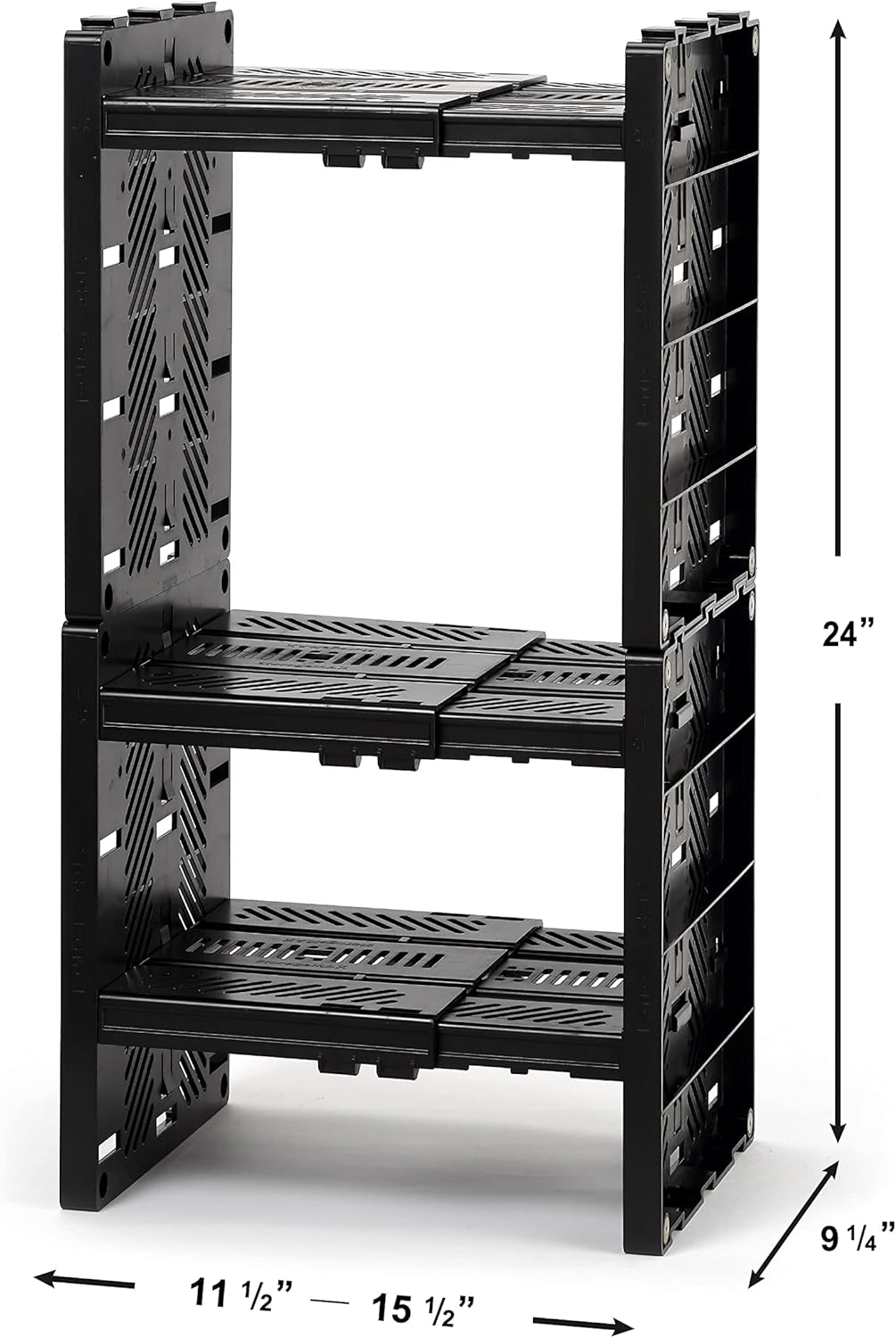 Deluxe Wide School Locker Organizer with 3 Adjustable Shelves - Fits Lockers from 11.5" and 15.5" Wide