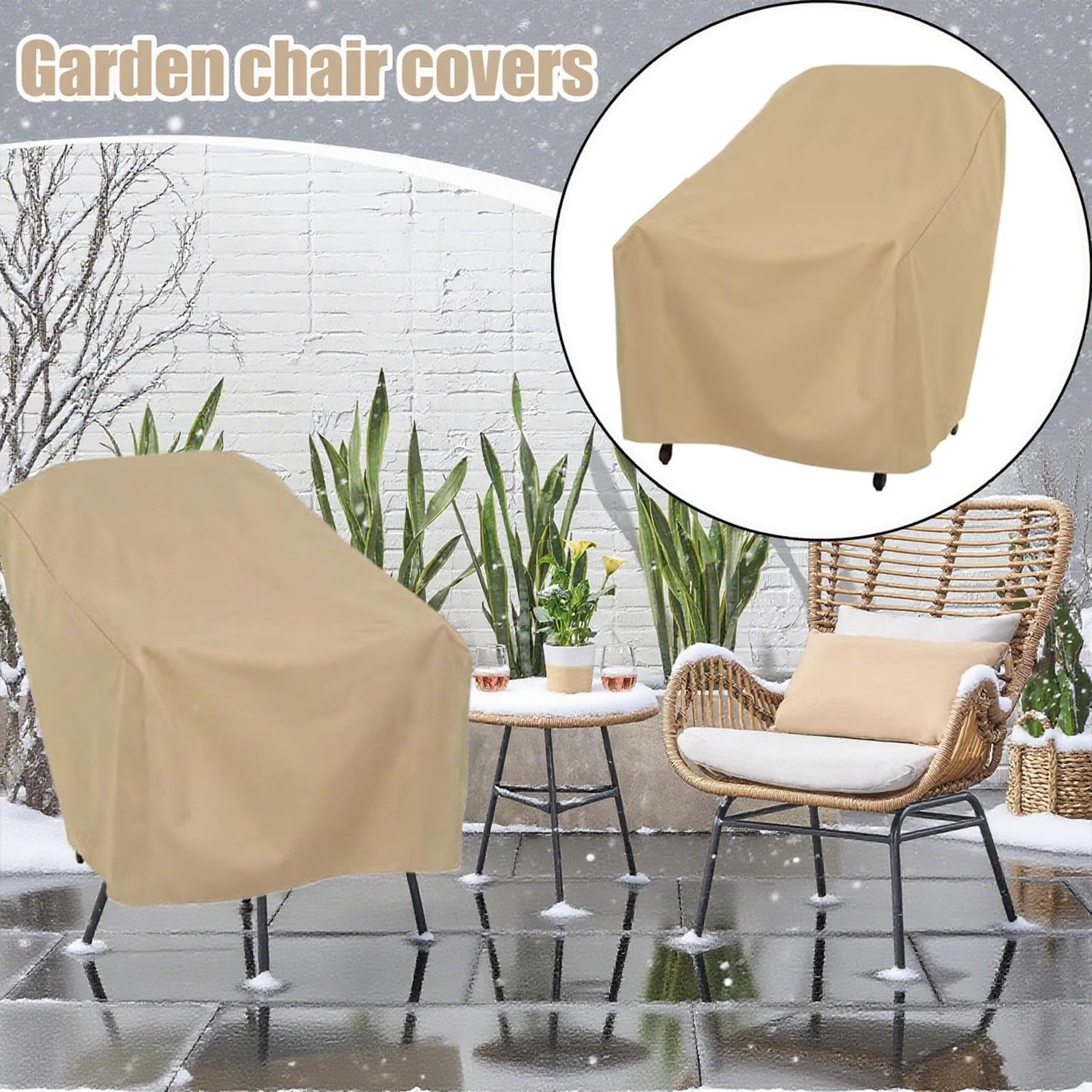 Coprisedia da esterno per patio, impermeabile, antipolvere, antivento, tessuto in poliestere 210D, regolabile, vestibilità sicura, , casa, hotel, balcone, 81 x 80 x 80 cm, beige, 2 pezzi