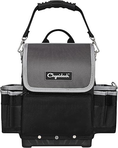 Bolsa de herramientas profesional para electricista, 30 bolsillos, bolsa de herramientas resistente con parte inferior dura y correa para el hombro,