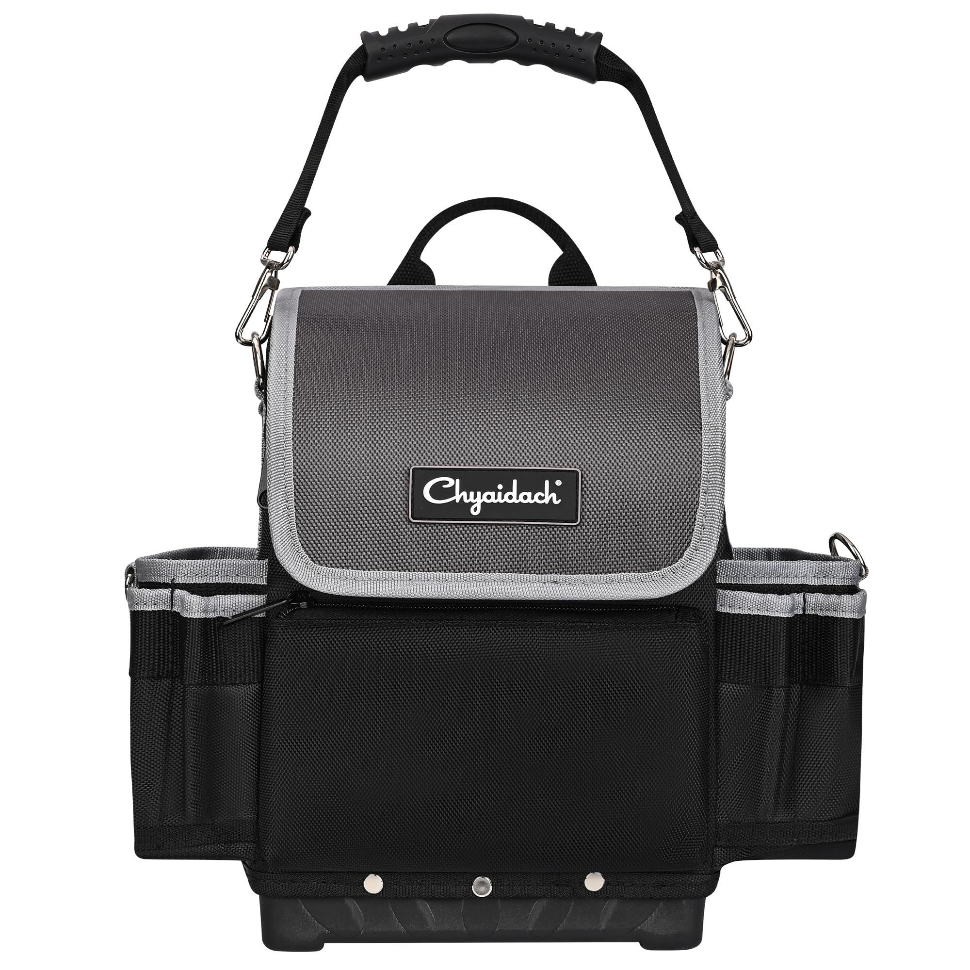 Chyaidach Electrician Tool Bag, 30-Pockets Heavy Duty Tool Pouch with Hard Bottom & Shoulder Strap, Utility Toolbox Storage Organizer for Service Tech HVAC Electrical Plumber