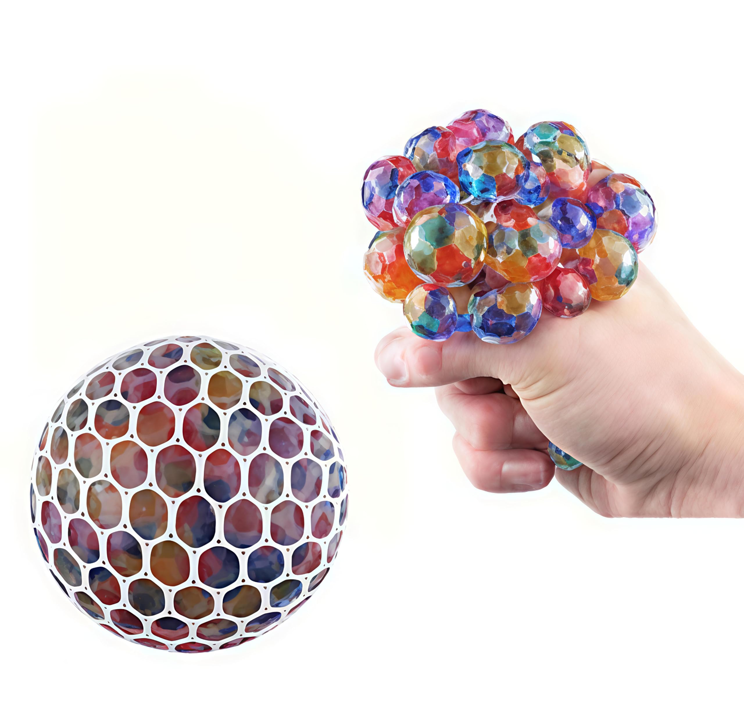 UEM MITV (2 PCS) Mesh Squishy Stress Ball for Kids - Squeeze Toy for Pressure Relief, Anti-Stress, Anti-Anxiety, Multicolor Magic Mesh Ball