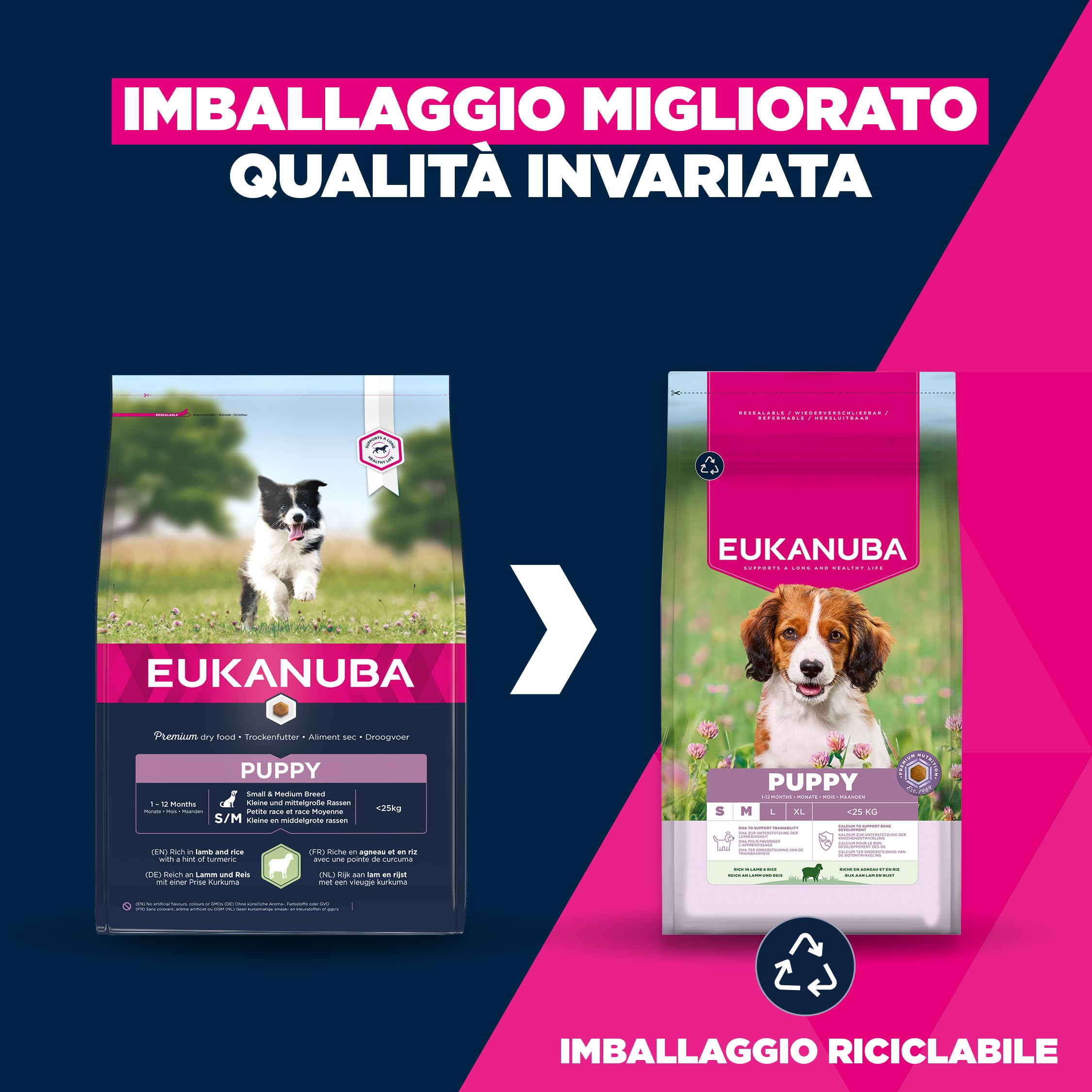 EUKANUBA Cibo secco per Cuccioli con agnello e riso per razze di taglia piccola e media - Alimento secco premium per Cani giovani, 3 kg