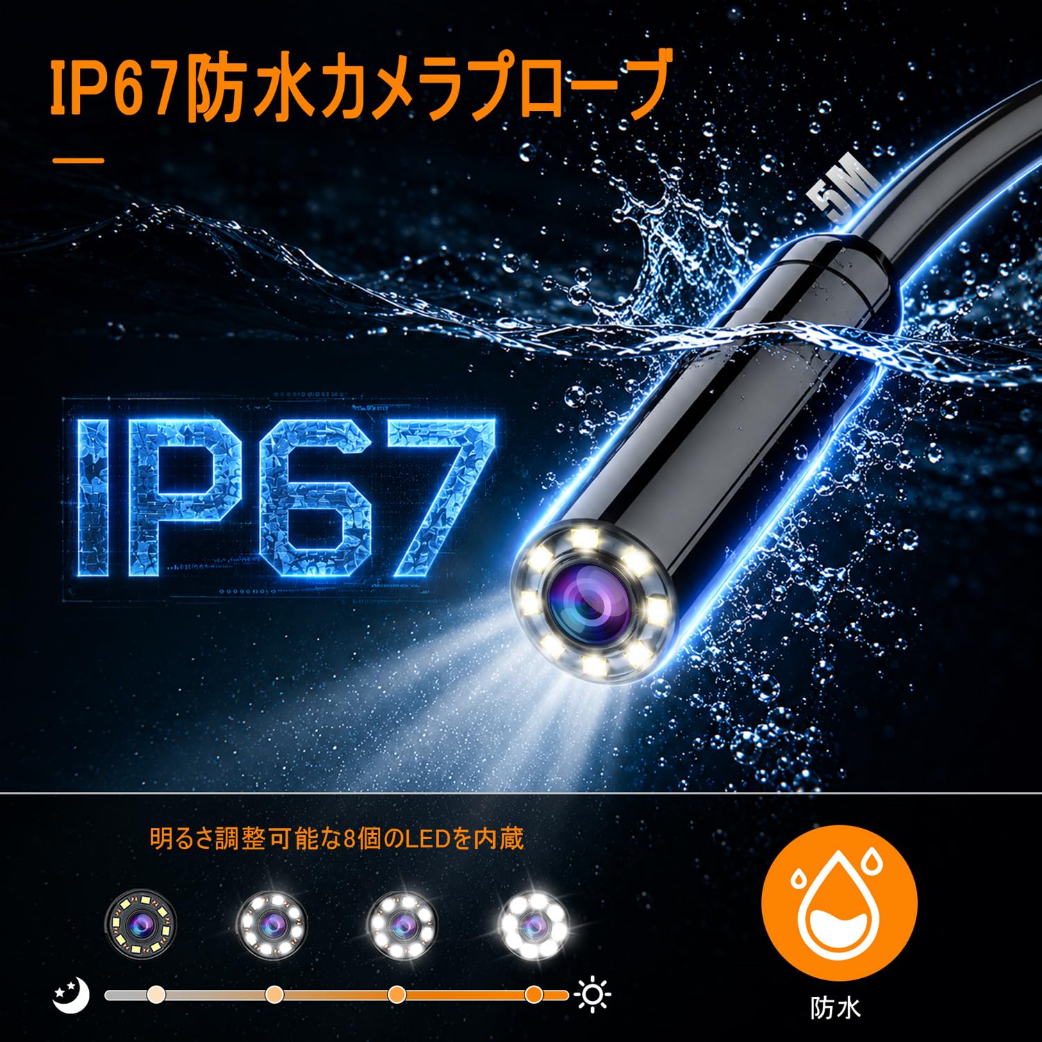 Amazon.co.jp: SKYBASIC 手持ち工業内視鏡カメラファイバースコープHD