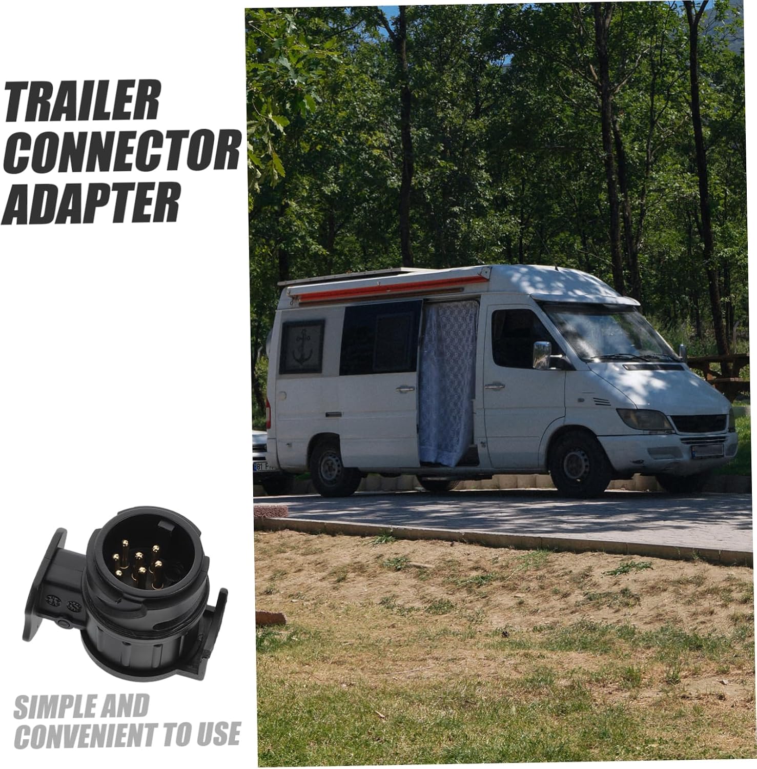 2pcs Pin to Pin Trailer Adapter Portable Electrical Connector for Rvs and Trucks Easy Installation Wide Compatibility Compact Design