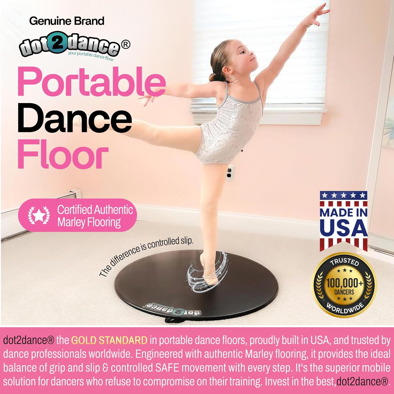 Brand Portable Dance Floor,Marley Flooring Ballet Training Equipment,Turning Boards for Dancers & Figure Skating Practice Mat,Practice Pirouette,USA Made