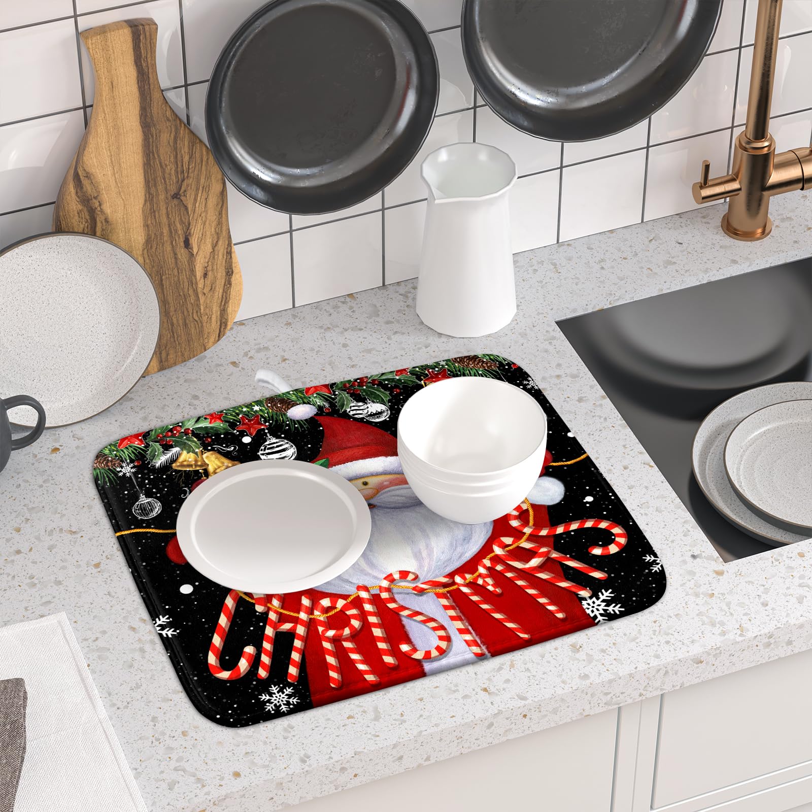 Tapis D'égouttoir à Vaisselle Motif Cœur De Saint Valentin 45,7 X 61 Cm Rouge/rose/blanc