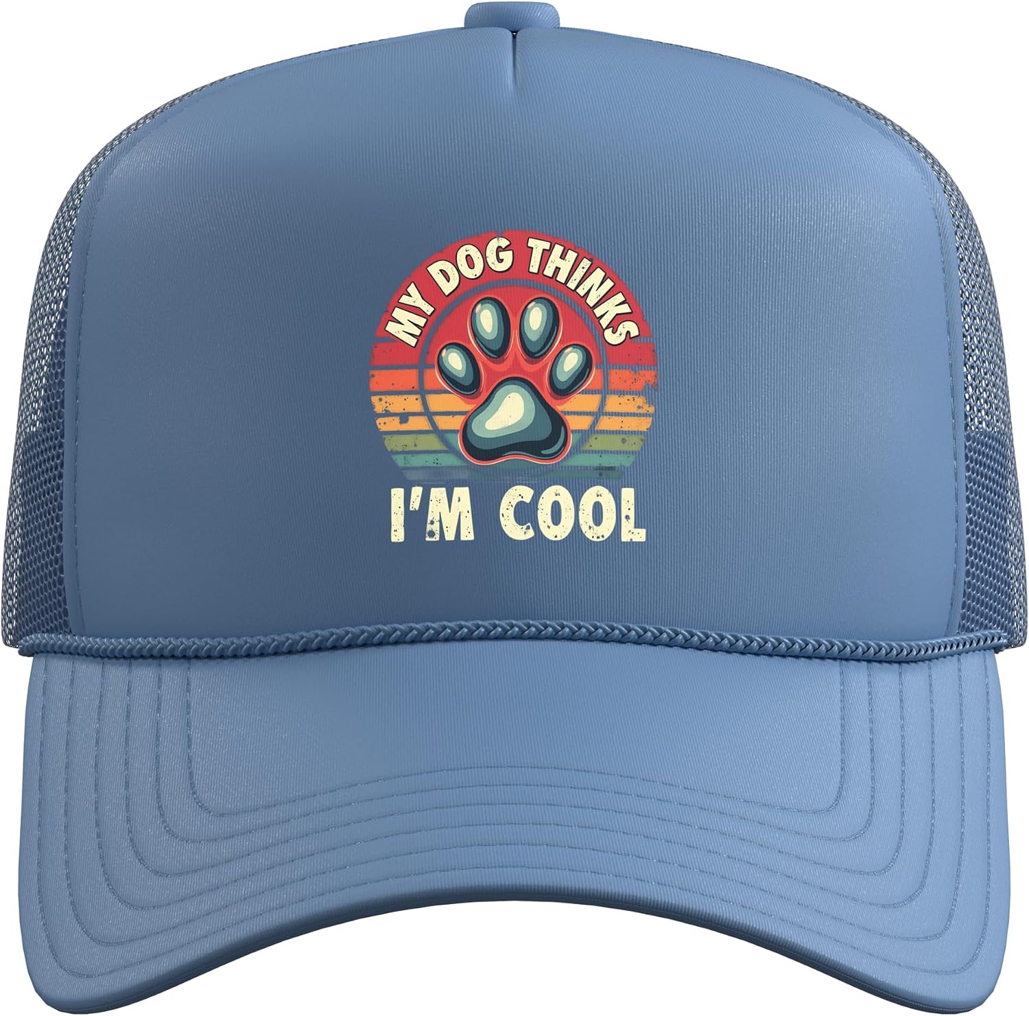 My Dog Thinks I'm Cool Retro Vintage Pet Owner Trucker Hat with Adjustable Mesh Back image 2