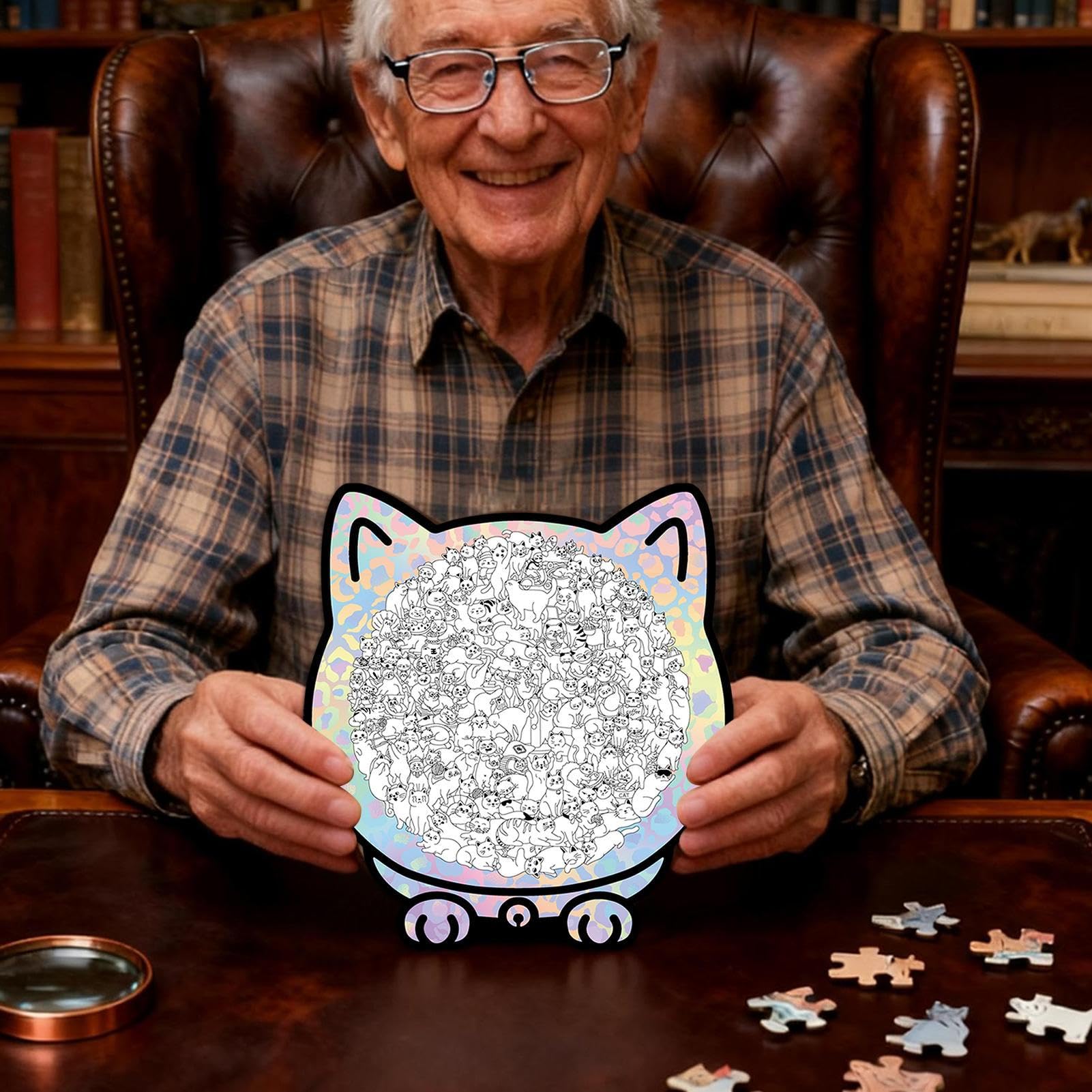 Puzzle Z Wizerunkiem Kota Dekoracja Z Ramką Na Zdjęcia