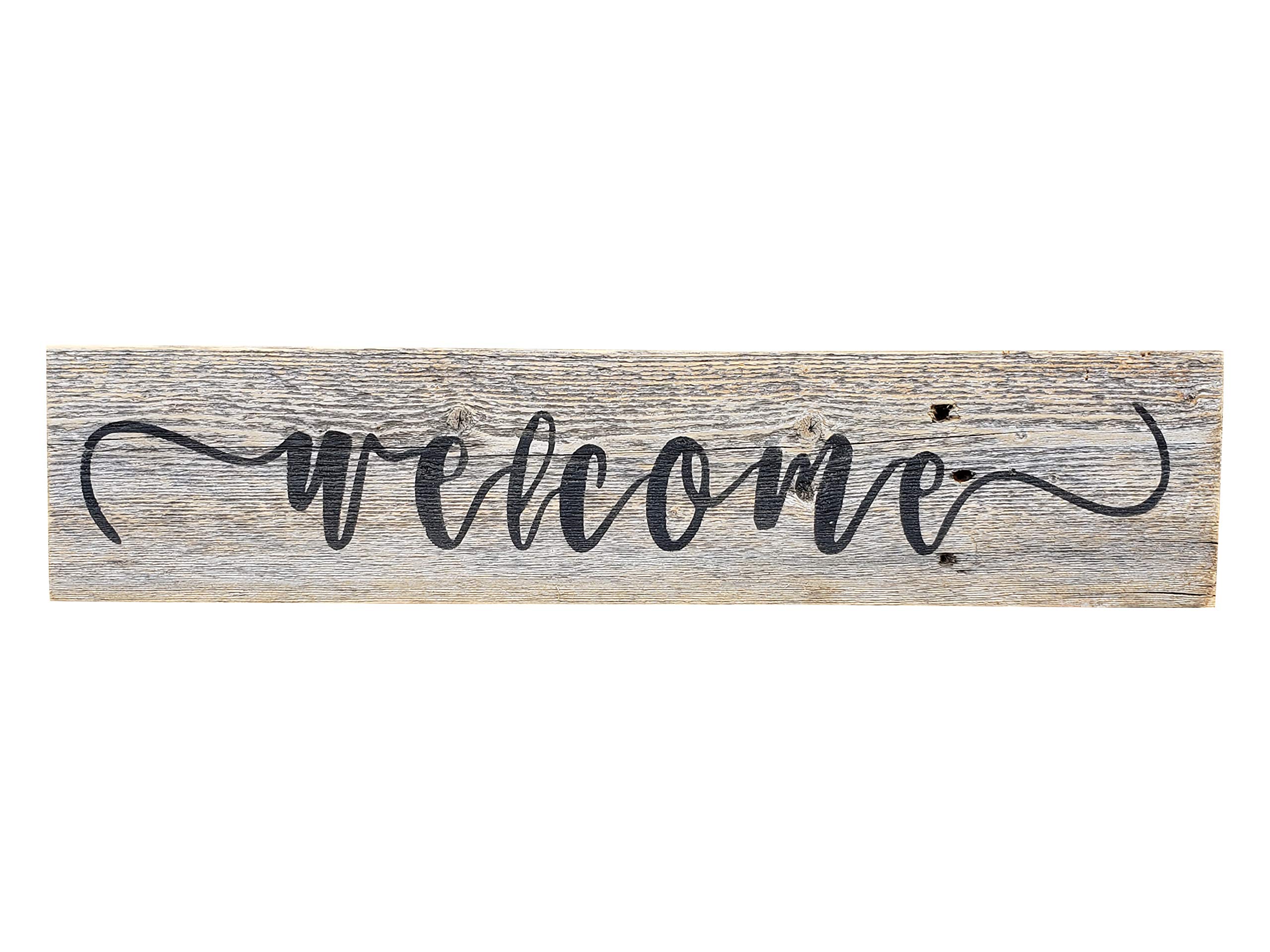 Wood Welcome Sign made with reclaimed wood, perfect for farmhouse style rustic decor - fixer upper character (Weathered Grey, 24 inch)