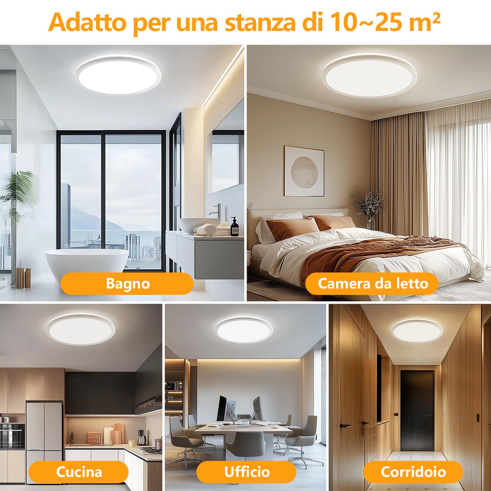 24W 2642LM Plafoniera Led Soffitto, Dimmerabile Plafoniere Led a Soffitto con Telecomando & Retroilluminazione, Lampada da Soffitto Led per Camera da letto Cucina Corridoio Balcone Ufficio -2pz