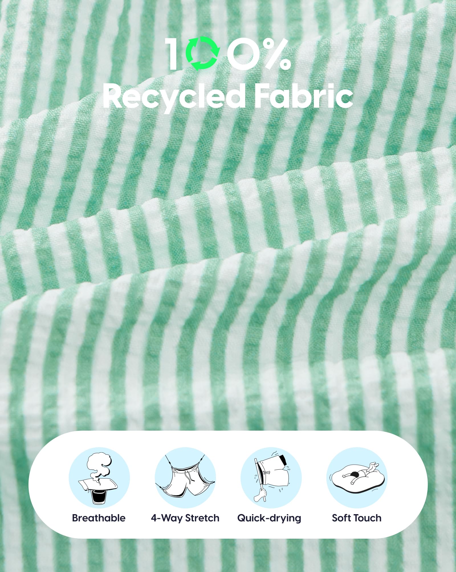 maamgic Costume da bagno per ragazzi con fodera a compressione Seersucker pantaloncini da bagno riciclati per bambini