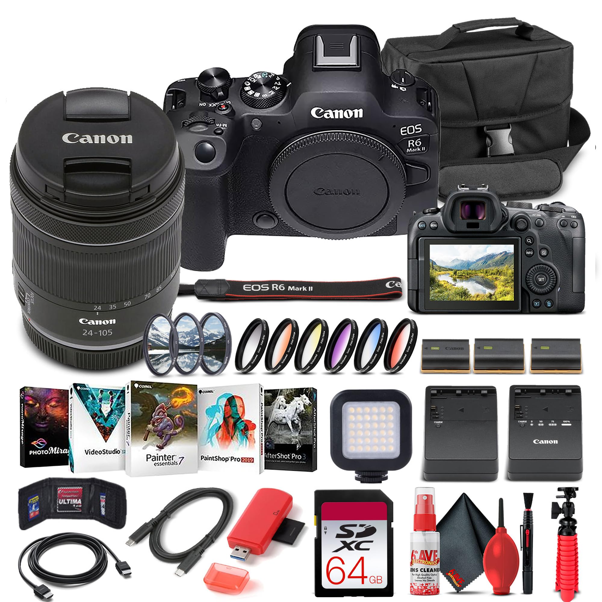 ✨予備バッテリー付き✨❤️Canon EOS R6 トリプルレンズセット❤️ Amazon.com : Canon EOS R6 Mark II Mirrorless Camera with 24-105mm