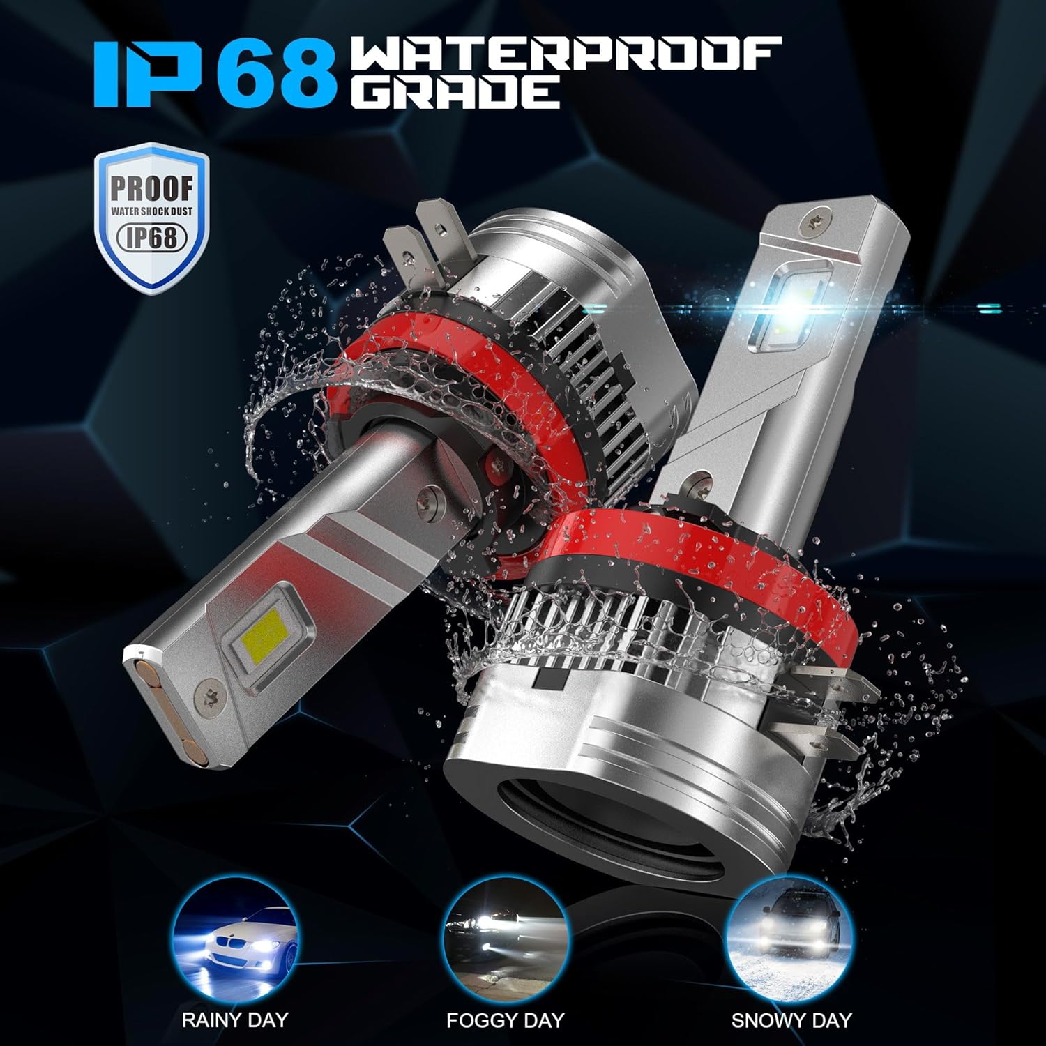 D-Lumina H11B LED Bulbs Fog Lamp, 10000 Lumens 80W 6000K White 350% Brightness, Super Bright H11B H8B H9B LED Bulb Replacement Plug and Play For Kia, IP68 Waterproof Light With Fan, Pack of 2