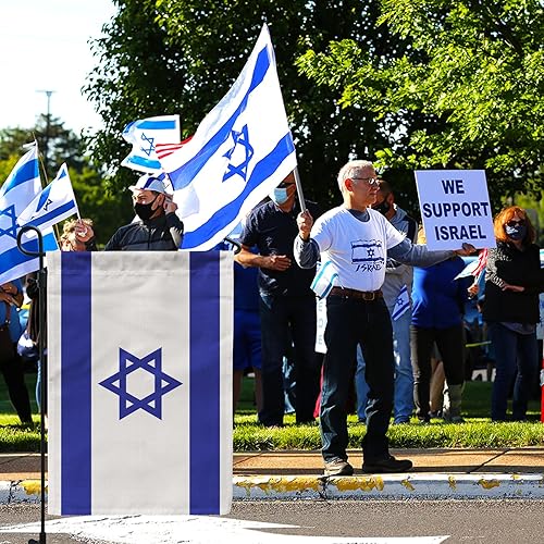 Miniatura 6 de PAMBO Bandera nacional de Israel con texto en inglés "We Stand with Israel" (12 x 18 pulgadas), doble cara