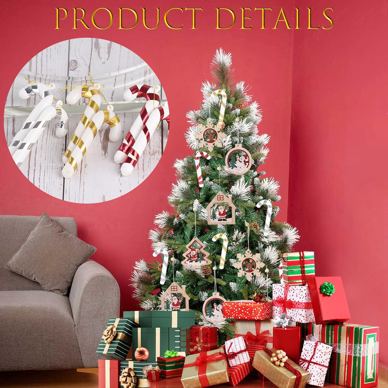 24PCS Christmas Tree Decorations, Christmas Tree Decorations, Christmas Ornaments for DIY Christmas Decorations for Christmas and Indoor
