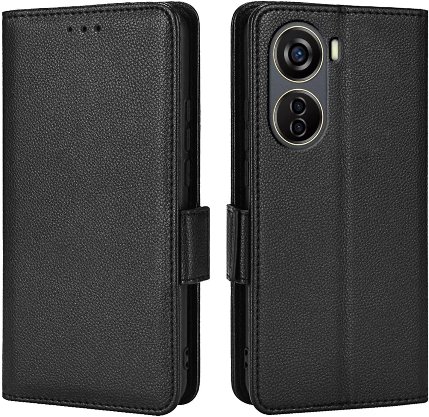 Topme Leather Case for Nubia Neo/ZTE Blade V40 Design / V50 Design / V41 Vita 5G 6.6" Inches, [simple Lychee Pattern Series Phone Case] - Black