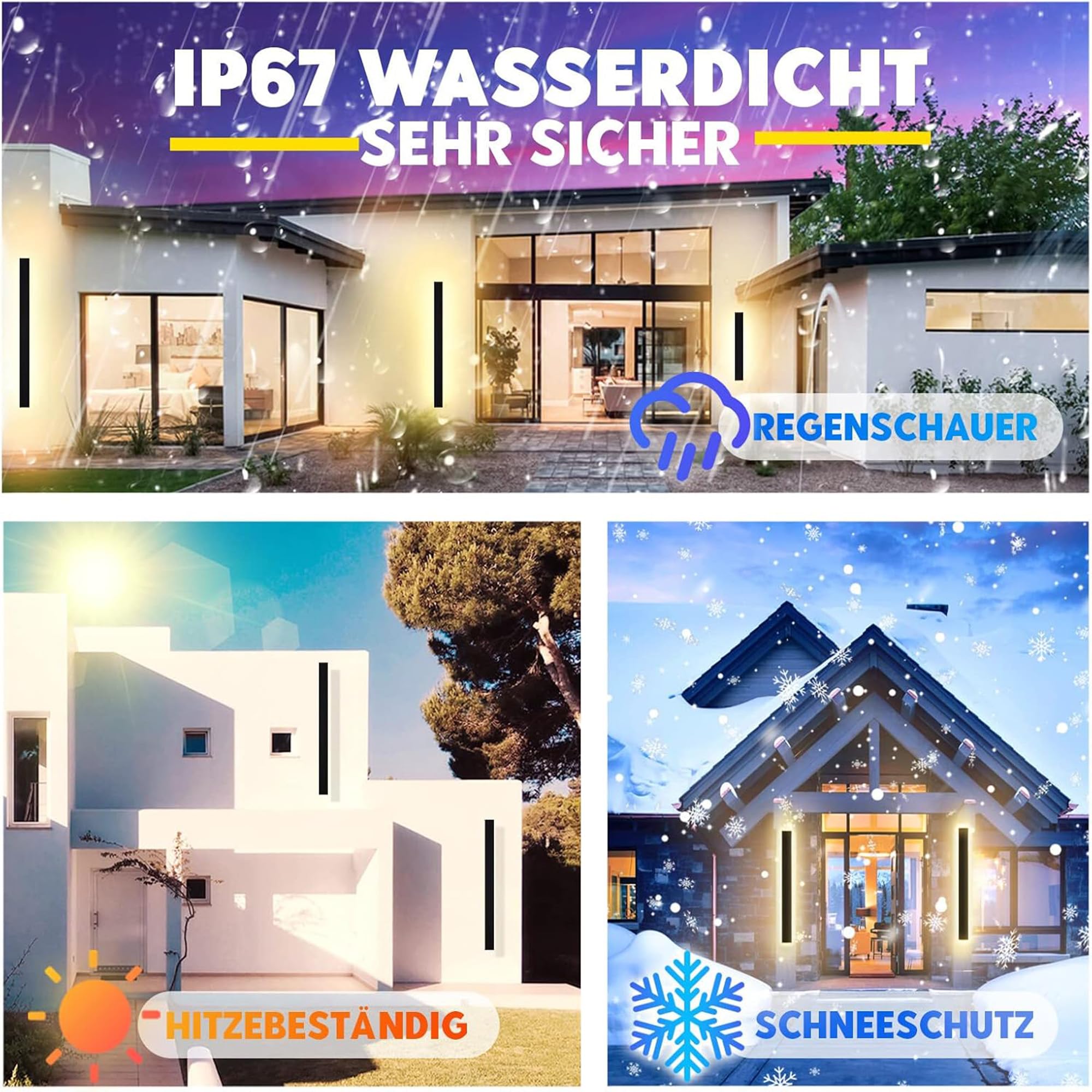 LED Wandleuchte Aussen/Innen Lang Wandlampe Anthrazit, Ip67 Wasserdicht Außenwandleuchten Aluminiumlegierung Schwarz Außenleuchte Terrasse Wandleuchte Für Gärten, Villa , Warmes Licht,115*5cm,28w