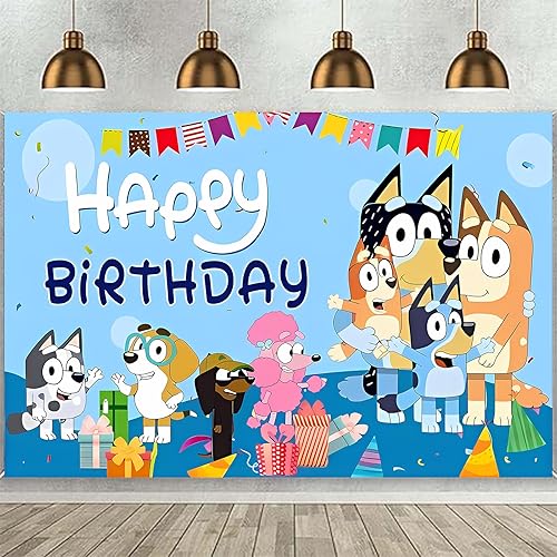 Miniatura 2 de Suministros de fiesta de cumpleaños de perro azul, decoración de perro azul feliz cumpleaños, telón de fondo para fiesta de niños y niñas, fiesta de