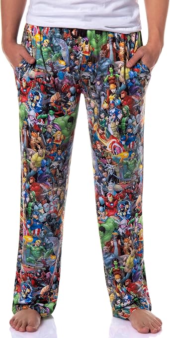 Marvel Pajama Pants Mens Heroes Hulk Captain America Iron Man Lounge PJ Bottoms