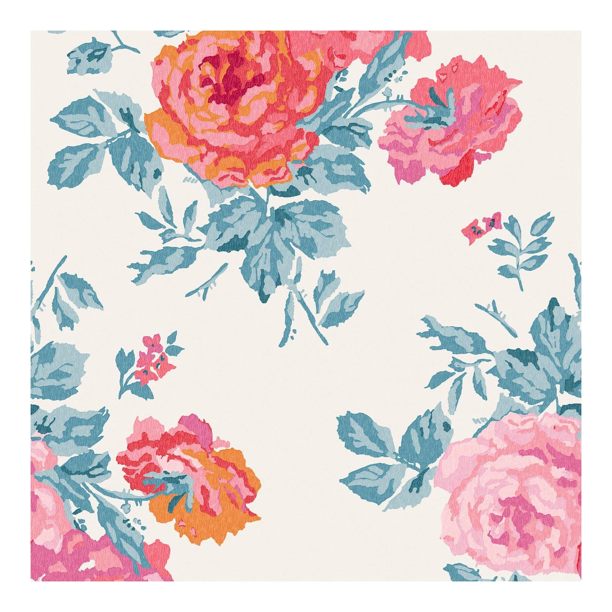 Graham & Brown Multicolor Cath Kidston Archive Rose Blue & Pink Floral Wallpaper | Paste The Wall Application | Multi Floral | Eco-Friendly
