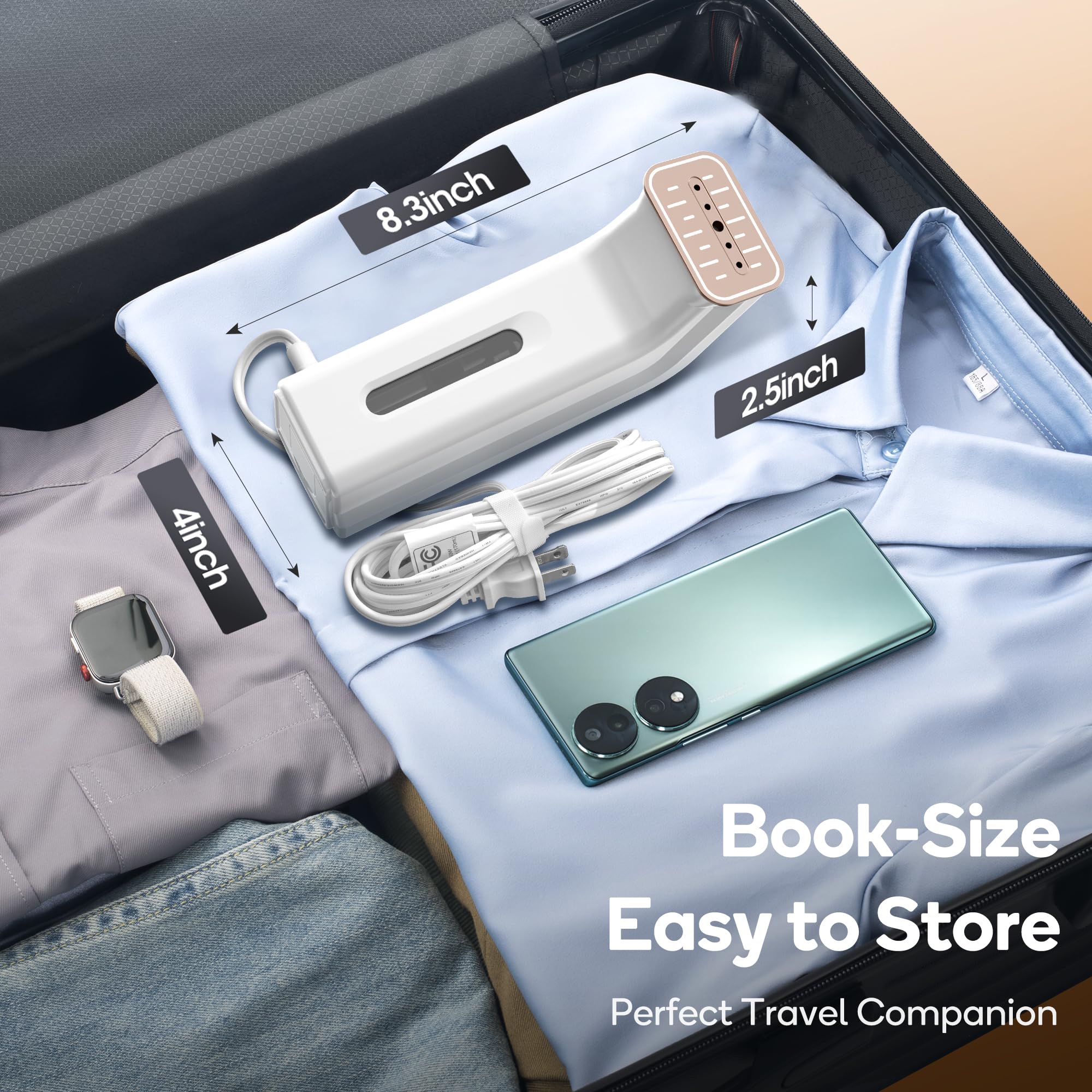 Vaporizzatore da viaggio per vestiti, 100 V-240 V per viaggi globle design integrato formato libro, vaporizzatore e ferro 2 in 1 per vestiti, portatile, vaporizzatore per vestiti a mano per casa